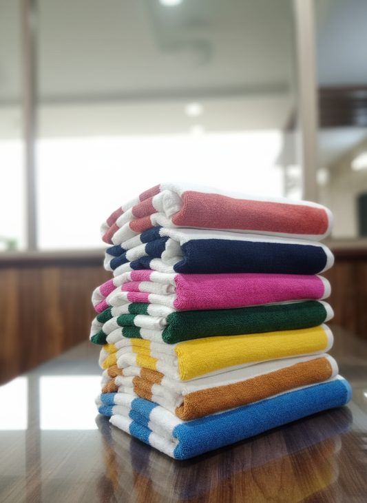 Towels on wooden table