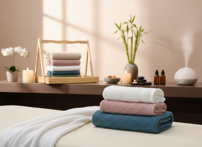 Bath Towels in Beauty Spa Setting