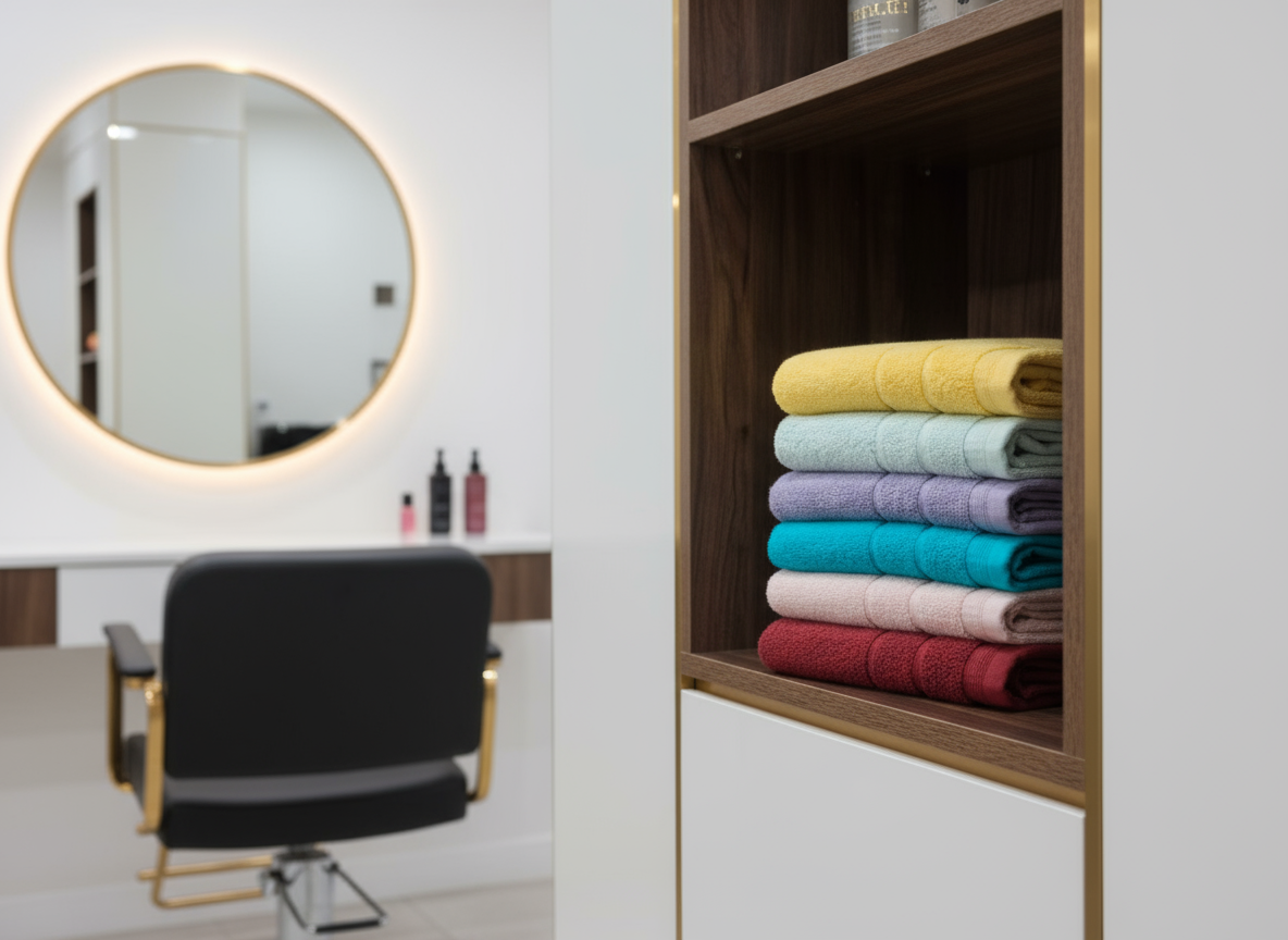 Colorful Towels in Salon Setting