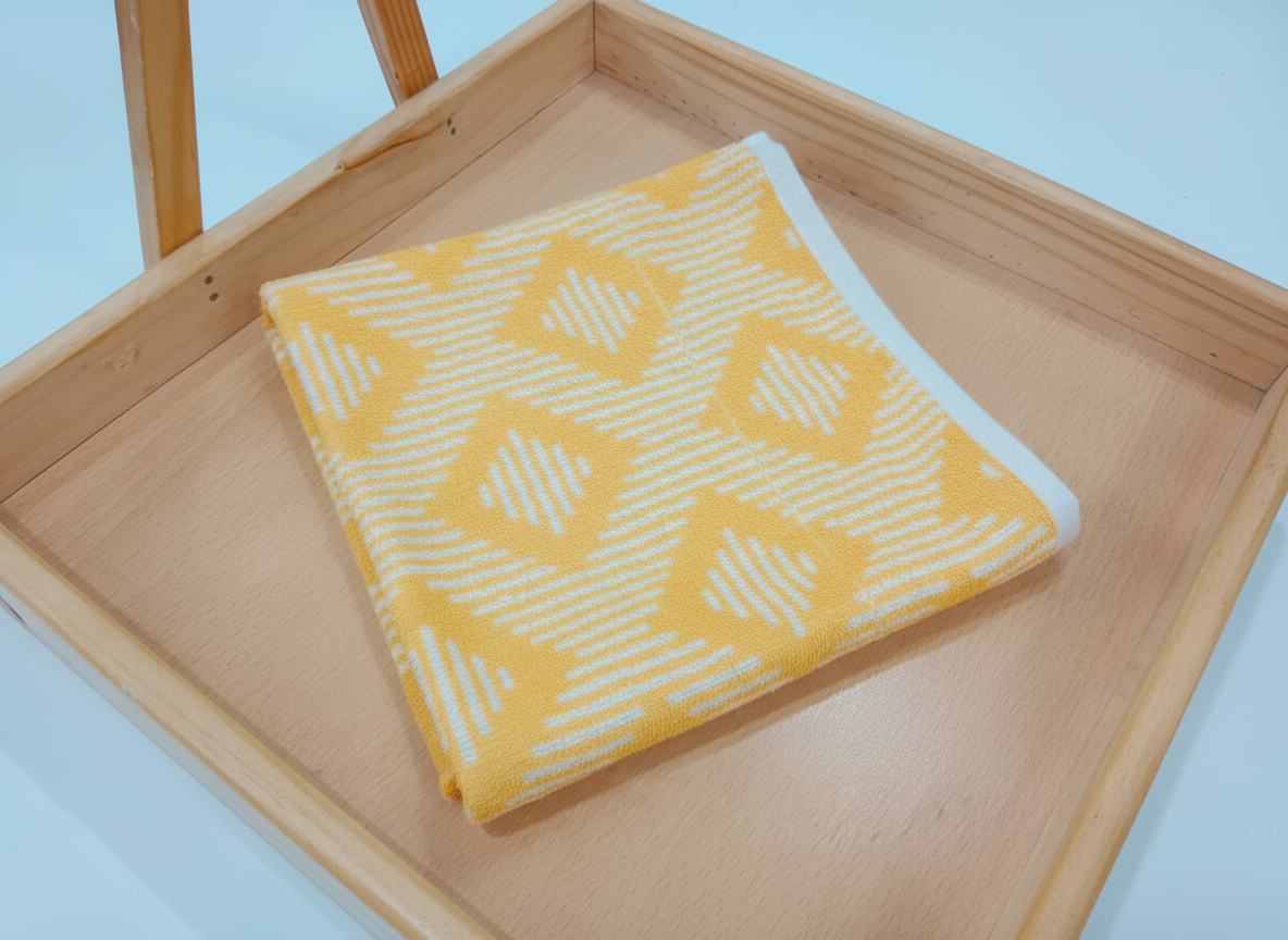 Professional Geometric Towel on Wooden Tray