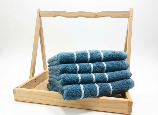 Professional Teal Striped Hand Towels