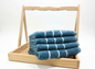 Professional Teal Striped Hand Towels