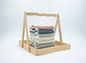 Professional Towel Display on Wooden Stand