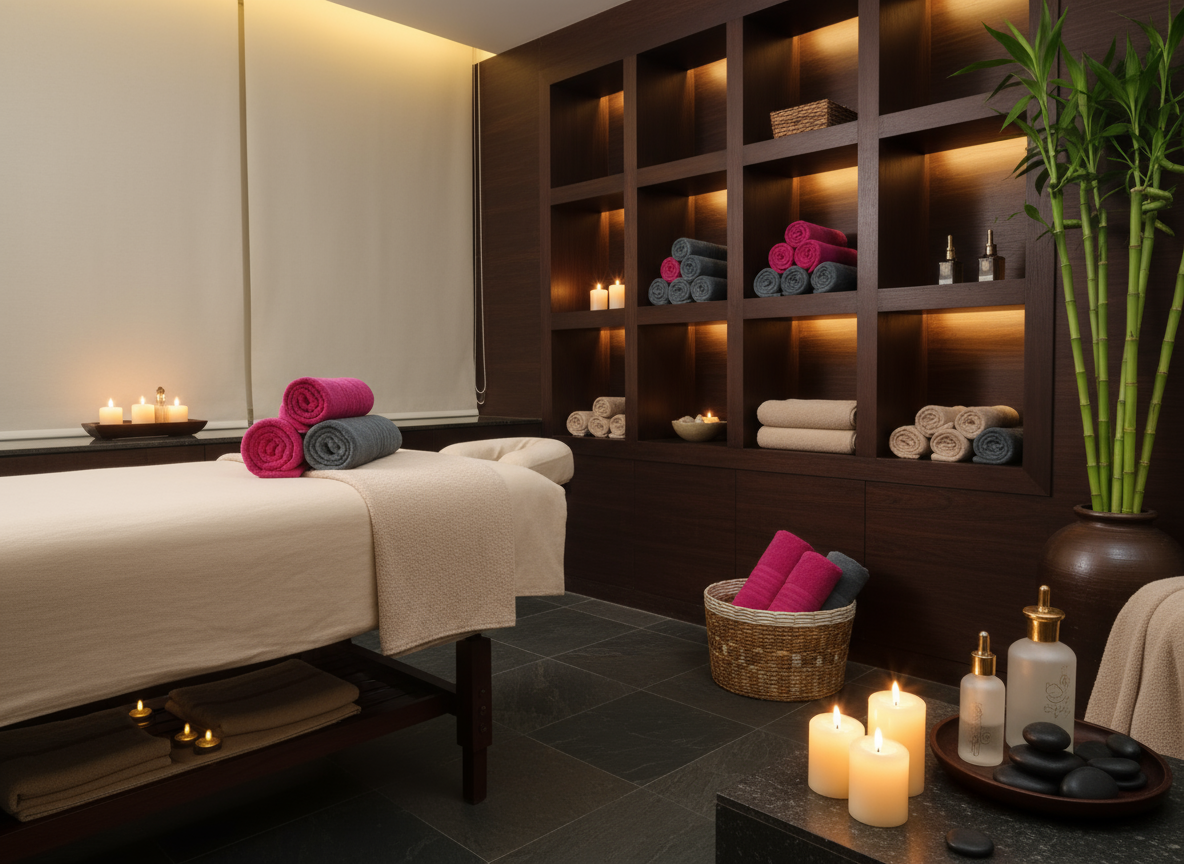 Spa Towels in Spa Interior