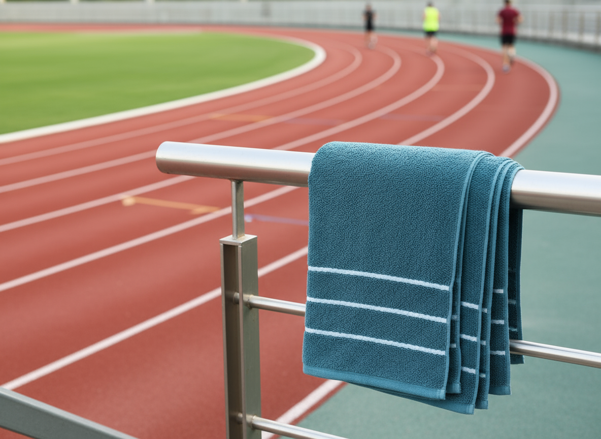 Teal Towels at Running Track