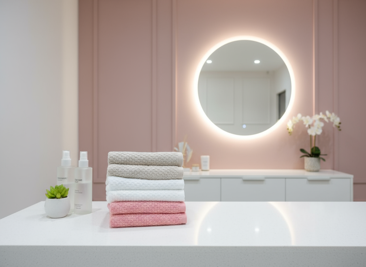 Towels in beauty salon setting